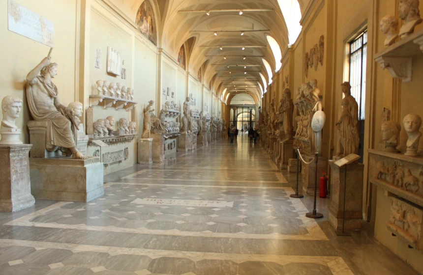 a-long-view-of-a-corridor-with-crafts-beside-it