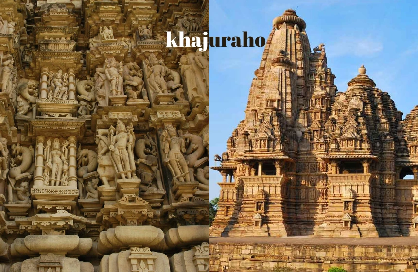 khajuraho temple with beautifull sculptures
