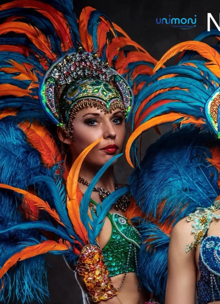 Beautifull lady with feather costumes