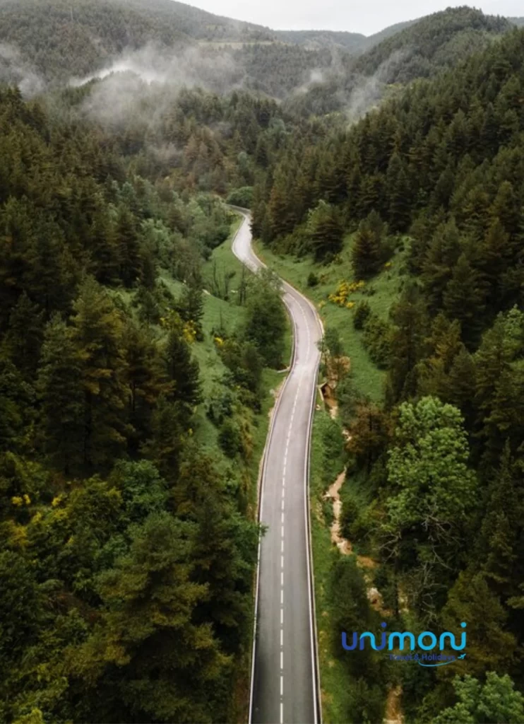 Top view of a beautiful road