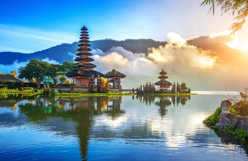 Bali temple view in river side