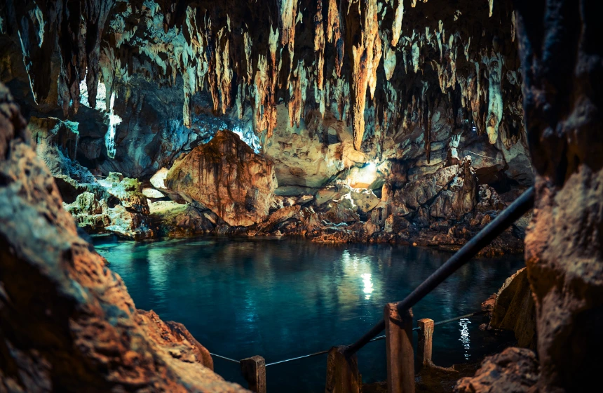 old beautiful cave with water