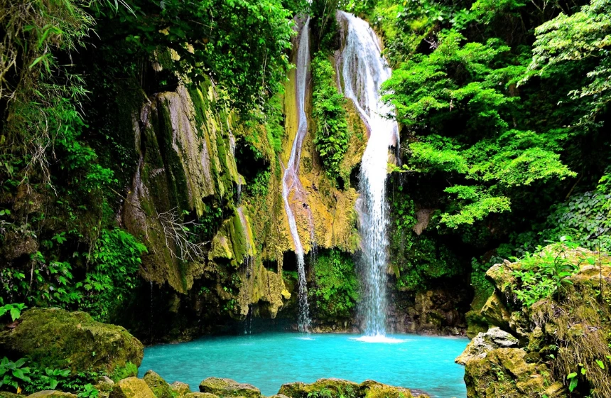 beautiful waterfall with clear water