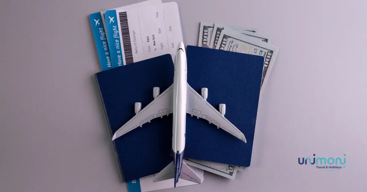 Passport And flight ticket are Placed on a table