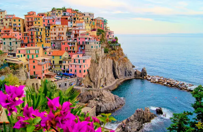 beautifully coloured buildings in a mountain
