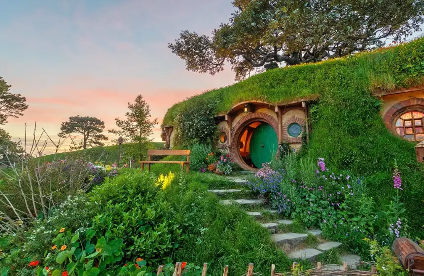 a house covered with green plants