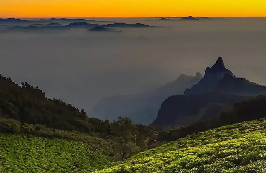 beautiful sunset view from a mountain