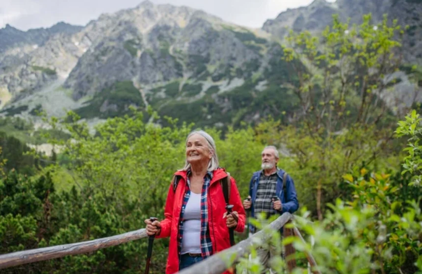 a senior couple relaxing in the nature
