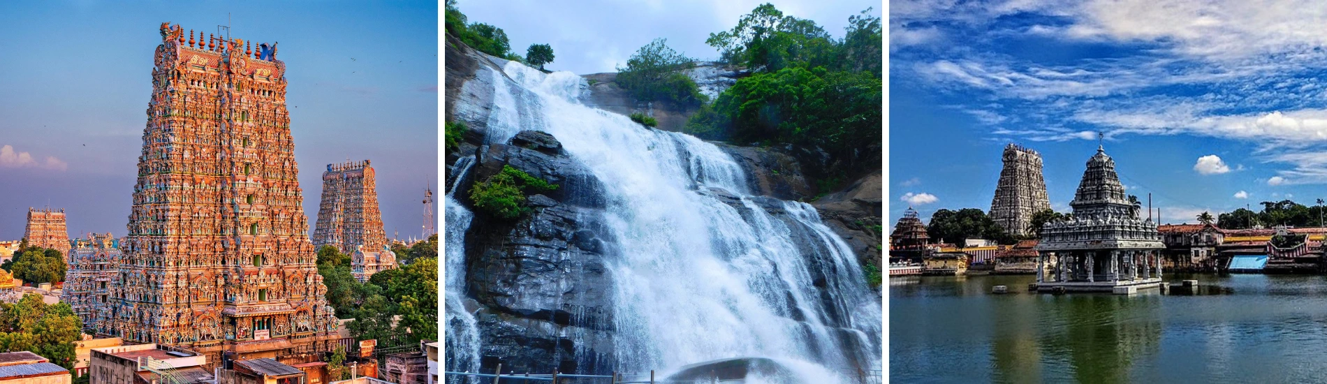 Meenakshi Amman Temple (Madurai)_Courtallam Waterfalls_Suchindram Temple- Road trip to Kanyakumari - Unimoni Travel & Holidays